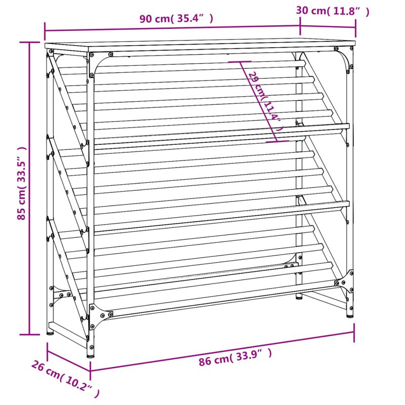Casa si Gradina - Mobilier - Organizare si depozitare - Organizator incaltaminte - Pantofar, gri sonoma, 90x30x85 cm, lemn prelucrat - Infinity.ro