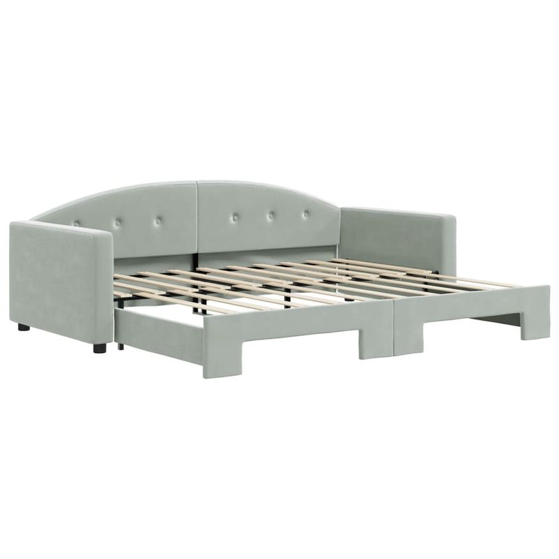 Casa si Gradina - Mobilier - Paturi si accesorii - Paturi - Pat de zi cu extensie, gri deschis, 90x190 cm, catifea - Infinity.ro
