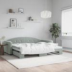 Casa si Gradina - Mobilier - Paturi si accesorii - Paturi - Pat de zi cu extensie, gri deschis, 90x190 cm, catifea - Infinity.ro