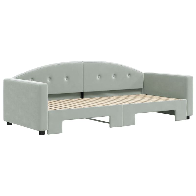 Casa si Gradina - Mobilier - Paturi si accesorii - Paturi - Pat de zi cu extensie, gri deschis, 90x190 cm, catifea - Infinity.ro