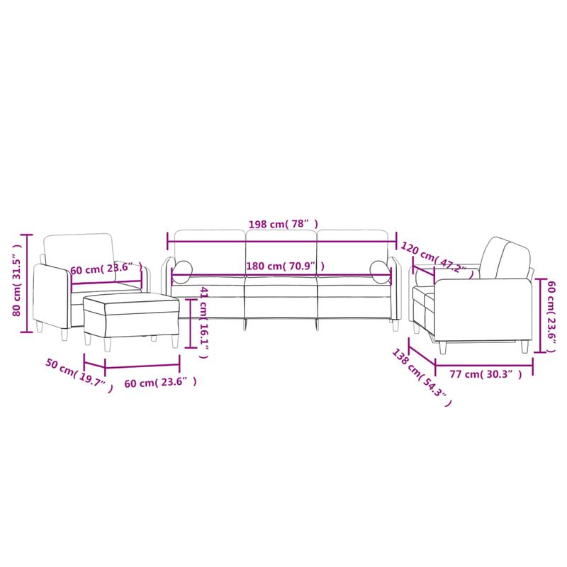 Casa si Gradina - Mobilier - Seturi de mobilier - Seturi living - Set canapea cu perne, 4 piese, gri inchis, catifea - Infinity.ro