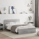 Casa si Gradina - Mobilier - Paturi si accesorii - Paturi - Cadru de pat cu tablie, gri sonoma, 120x200 cm - Infinity.ro
