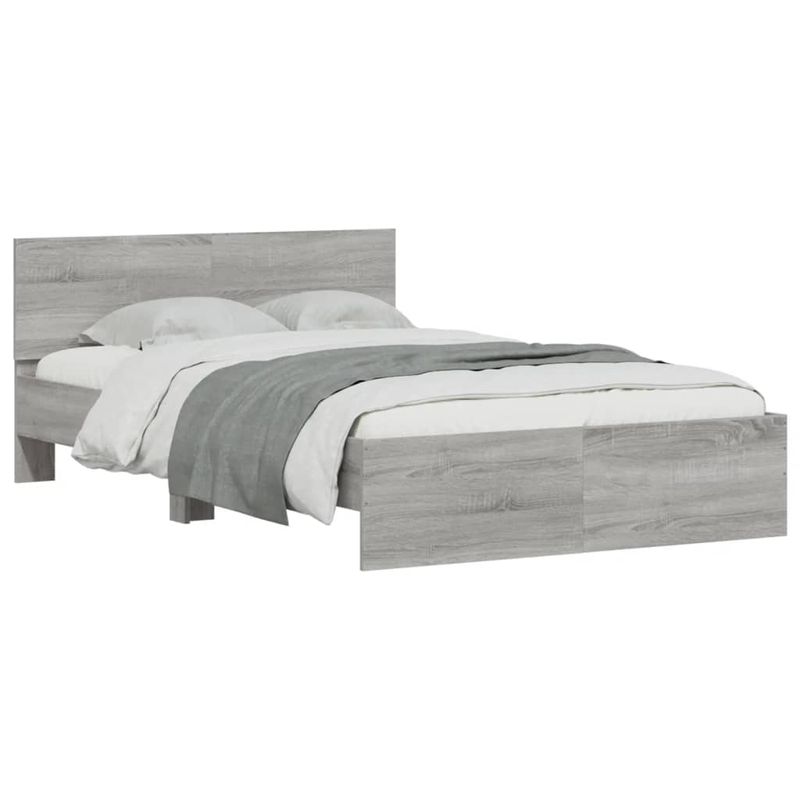 Casa si Gradina - Mobilier - Paturi si accesorii - Paturi - Cadru de pat cu tablie, gri sonoma, 120x200 cm - Infinity.ro