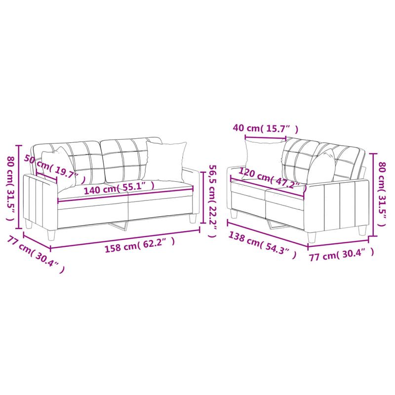 Casa si Gradina - Mobilier - Seturi de mobilier - Seturi living - Set de canapele cu perne, 2 piese, gri, piele ecologica - Infinity.ro
