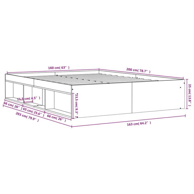 Casa si Gradina - Mobilier - Paturi si accesorii - Paturi - Cadru de pat, sonoma gri, 160 x 200 cm - Infinity.ro