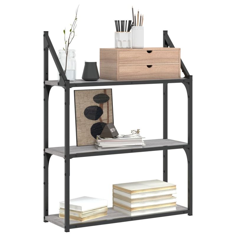 Casa si Gradina - Mobilier - Biblioteci si rafturi - Rafturi - Raft cu 3 niveluri, gri sonoma, 60x21x78,5 cm, lemn prelucrat - Infinity.ro