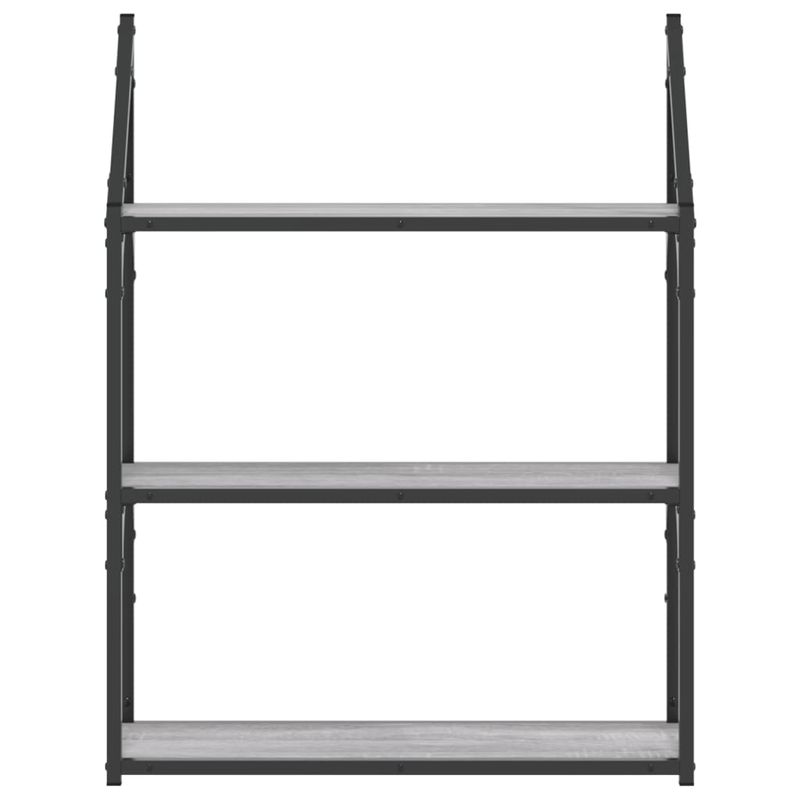 Casa si Gradina - Mobilier - Biblioteci si rafturi - Rafturi - Raft cu 3 niveluri, gri sonoma, 60x21x78,5 cm, lemn prelucrat - Infinity.ro