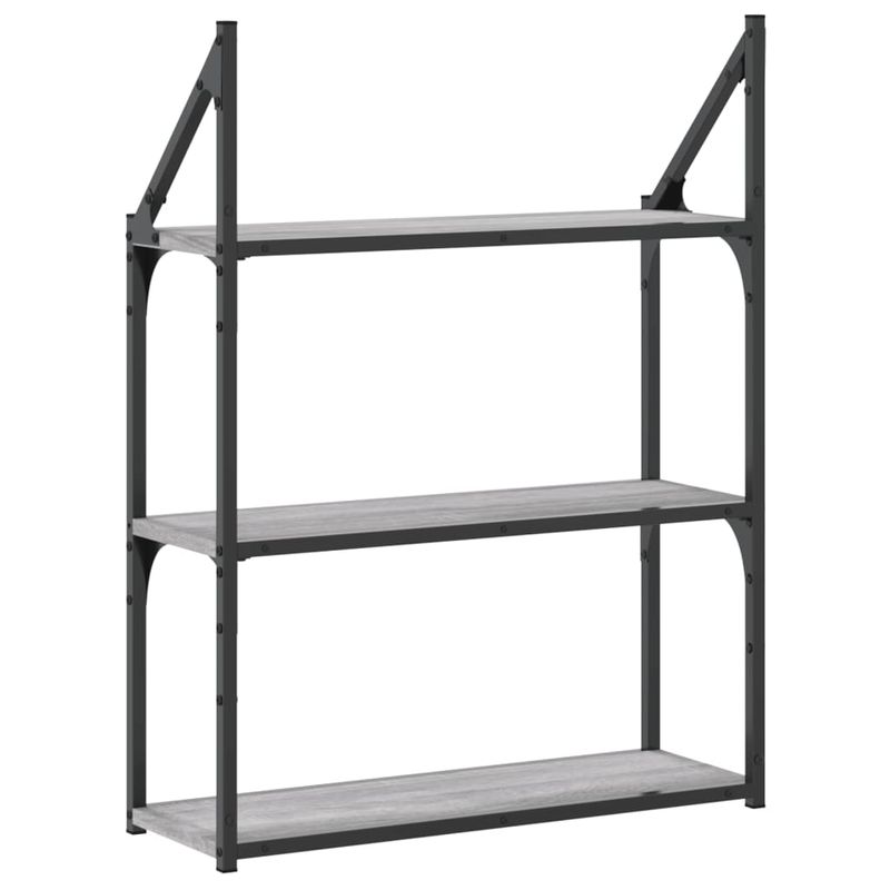 Casa si Gradina - Mobilier - Biblioteci si rafturi - Rafturi - Raft cu 3 niveluri, gri sonoma, 60x21x78,5 cm, lemn prelucrat - Infinity.ro