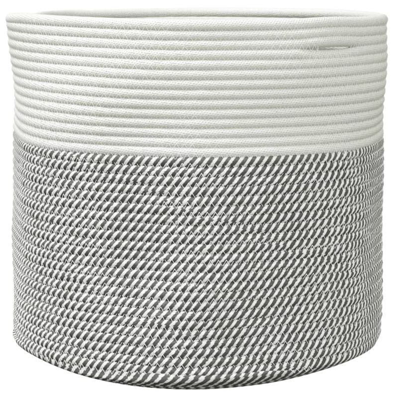 Casa si Gradina - Mobilier - Organizare si depozitare - Cutii depozitare - Cos de depozitare, gri și alb, diametru 40x35 cm, bumbac - Infinity.ro