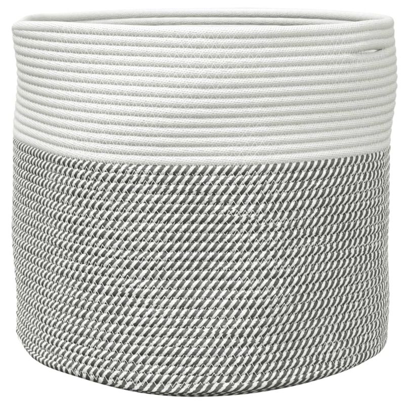 Casa si Gradina - Mobilier - Organizare si depozitare - Cutii depozitare - Cos de depozitare, gri și alb, diametru 40x35 cm, bumbac - Infinity.ro