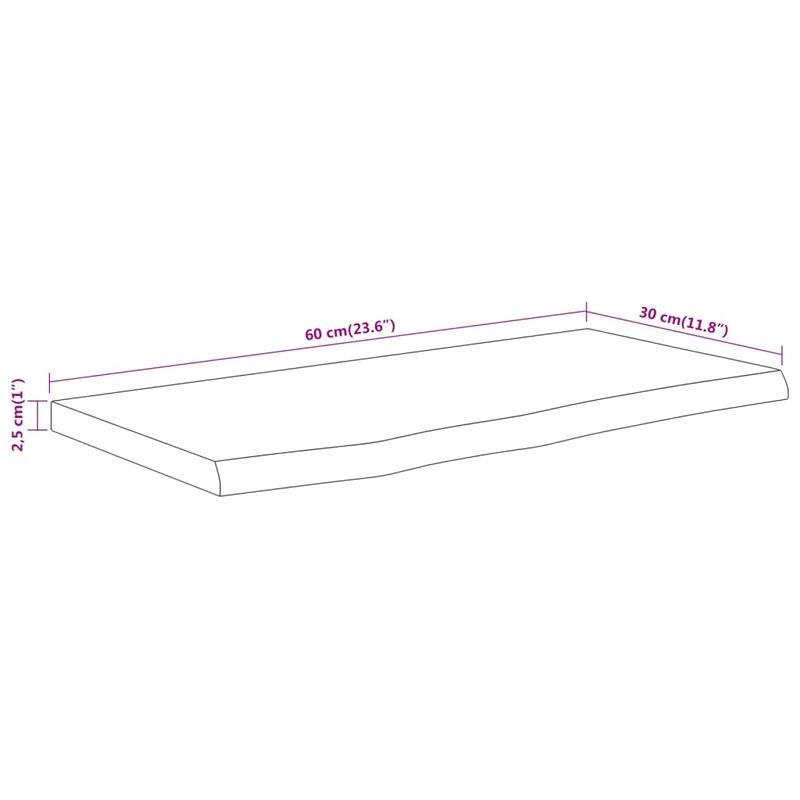 Casa si Gradina - Mobilier - Biblioteci si rafturi - Rafturi - Raft perete 60x30x2,5 cm dreptunghiular lemn acacia margine vie - Infinity.ro