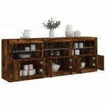 Casa si Gradina - Mobilier - Comode si corpuri - Comode - Servanta cu lumini LED, stejar fumuriu, 181,5x37x67 cm - Infinity.ro