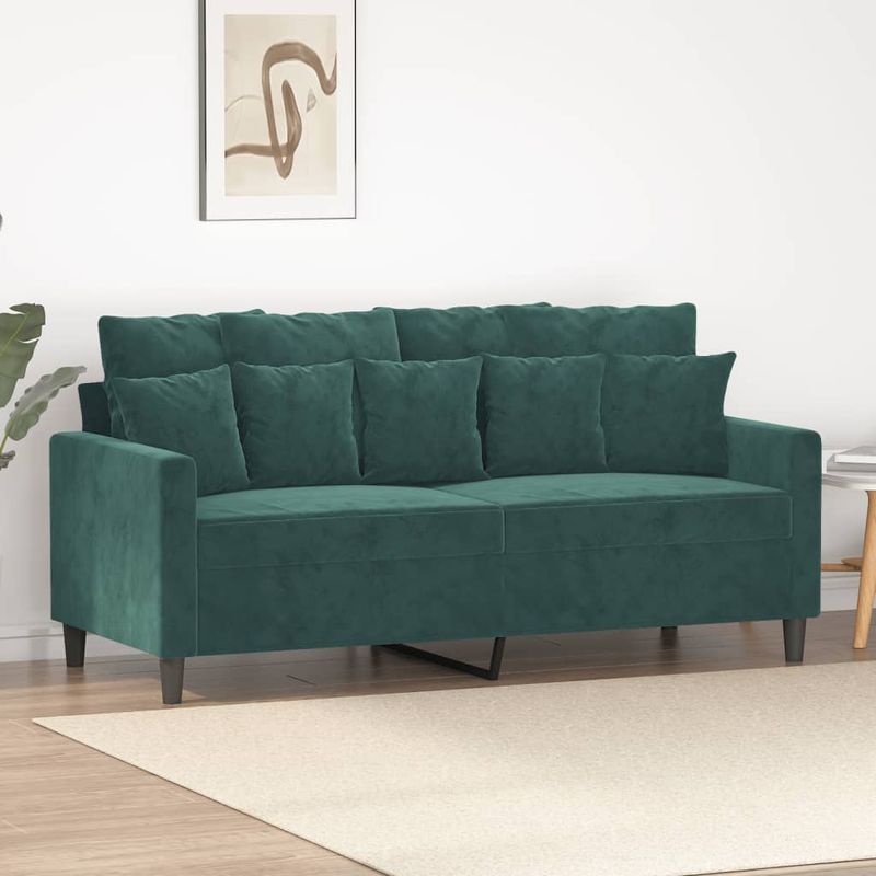 Casa si Gradina - Mobilier - Canapele si coltare - Canapele - Canapea cu 2 locuri, verde inchis, 140 cm, catifea - Infinity.ro