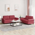 Casa si Gradina - Mobilier - Seturi de mobilier - Seturi living - Set de canapele cu perne, 2 piese, rosu vin, piele ecologica - Infinity.ro