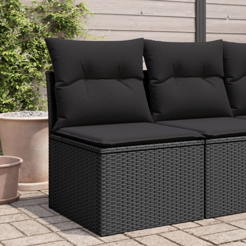 Casa si Gradina - Gradina si terasa - Mobilier exterior - Canapele si fotolii gradina - Canapea de gradina fara cotiere, cu perne, negru, poliratan - Infinity.ro
