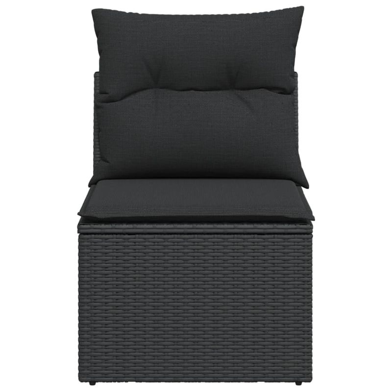 Casa si Gradina - Gradina si terasa - Mobilier exterior - Canapele si fotolii gradina - Canapea de gradina fara cotiere, cu perne, negru, poliratan - Infinity.ro