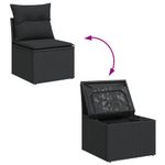 Casa si Gradina - Gradina si terasa - Mobilier exterior - Canapele si fotolii gradina - Canapea de gradina fara cotiere, cu perne, negru, poliratan - Infinity.ro