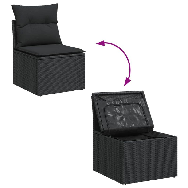 Casa si Gradina - Gradina si terasa - Mobilier exterior - Canapele si fotolii gradina - Canapea de gradina fara cotiere, cu perne, negru, poliratan - Infinity.ro