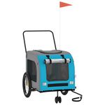 Petshop - Accesorii petshop - Culcusuri si custi - Genti si articole transport - Remorca bicicleta animale companie, albastru/gri, oxford/fier - Infinity.ro