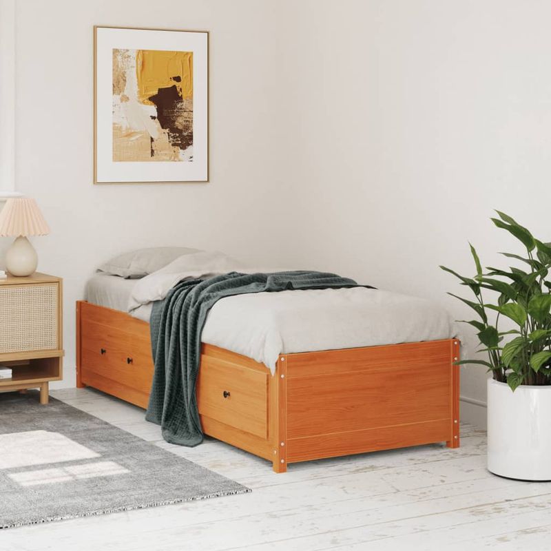 Casa si Gradina - Mobilier - Paturi si accesorii - Paturi - Pat de zi, maro ceruit, 75x190 cm, lemn masiv de pin - Infinity.ro