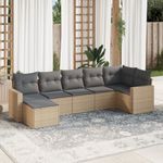 Casa si Gradina - Gradina si terasa - Mobilier exterior - Canapele si fotolii gradina - Set canapele de gradina, 7 piese, cu perne, bej, poliratan - Infinity.ro