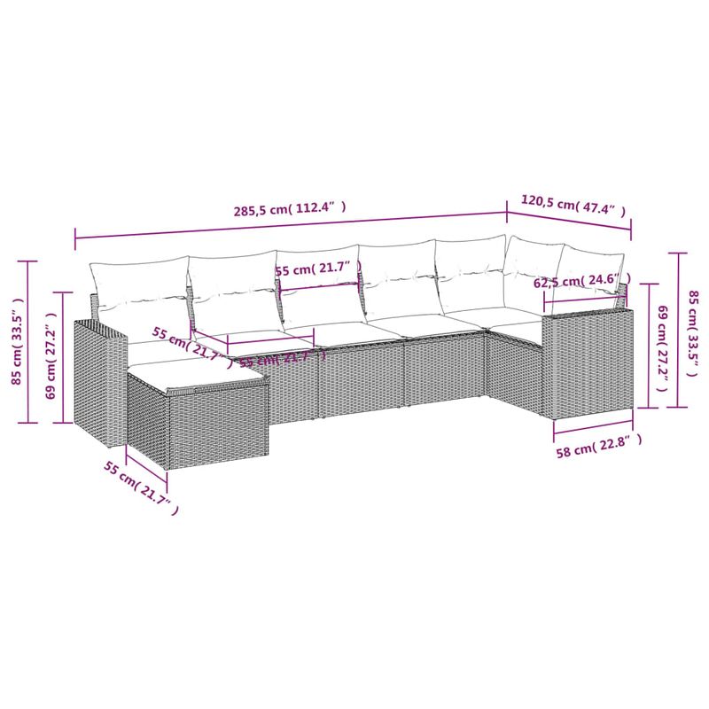Casa si Gradina - Gradina si terasa - Mobilier exterior - Canapele si fotolii gradina - Set canapele de gradina, 7 piese, cu perne, bej, poliratan - Infinity.ro