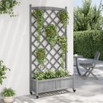 Casa si Gradina - Gradinarit si plante - Plante si ghivece - Ghivece si suporturi - Jardiniera cu spalier și roti, lemn masiv de brad, mărime 90x35x187.5 cm - Infinity.ro