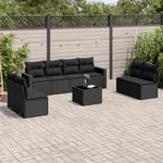 Casa si Gradina - Gradina si terasa - Mobilier exterior - Canapele si fotolii gradina - Set mobilier de gradina cu perne, 9 piese, negru, poliratan - Infinity.ro