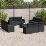Casa si Gradina - Gradina si terasa - Mobilier exterior - Canapele si fotolii gradina - Set mobilier de gradina cu perne, 13 piese, negru, poliratan - Infinity.ro