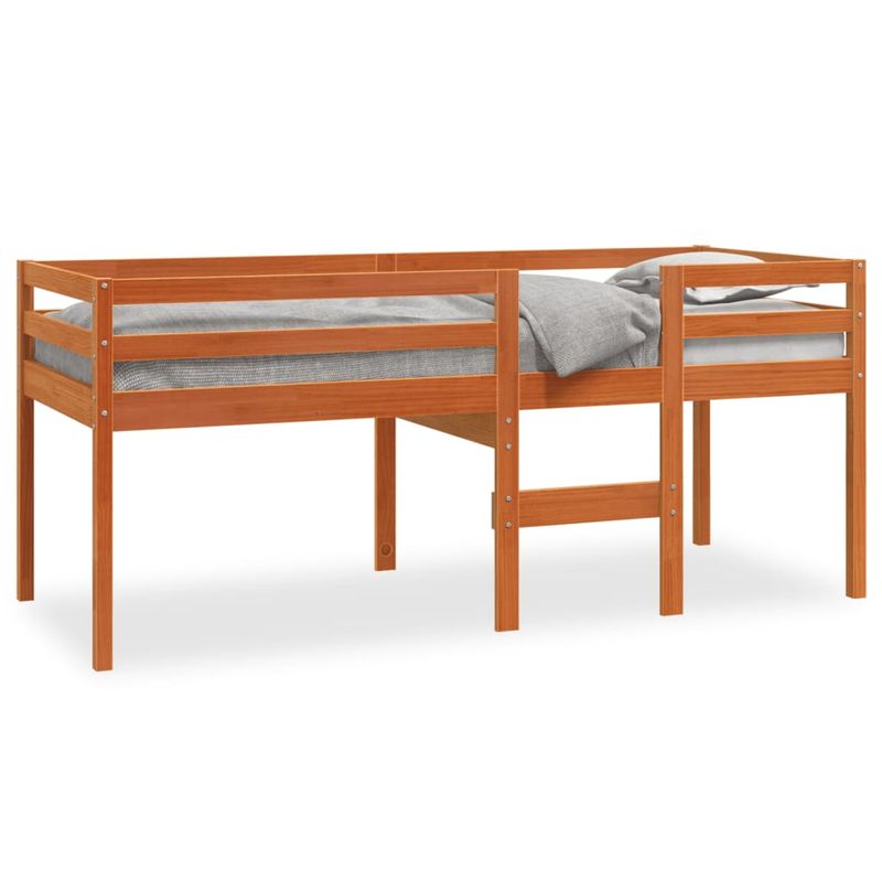 Casa si Gradina - Mobilier - Paturi si accesorii - Paturi - Pat inalt de dormitor, maro ceruit, 80x200 cm, lemn masiv pin - Infinity.ro