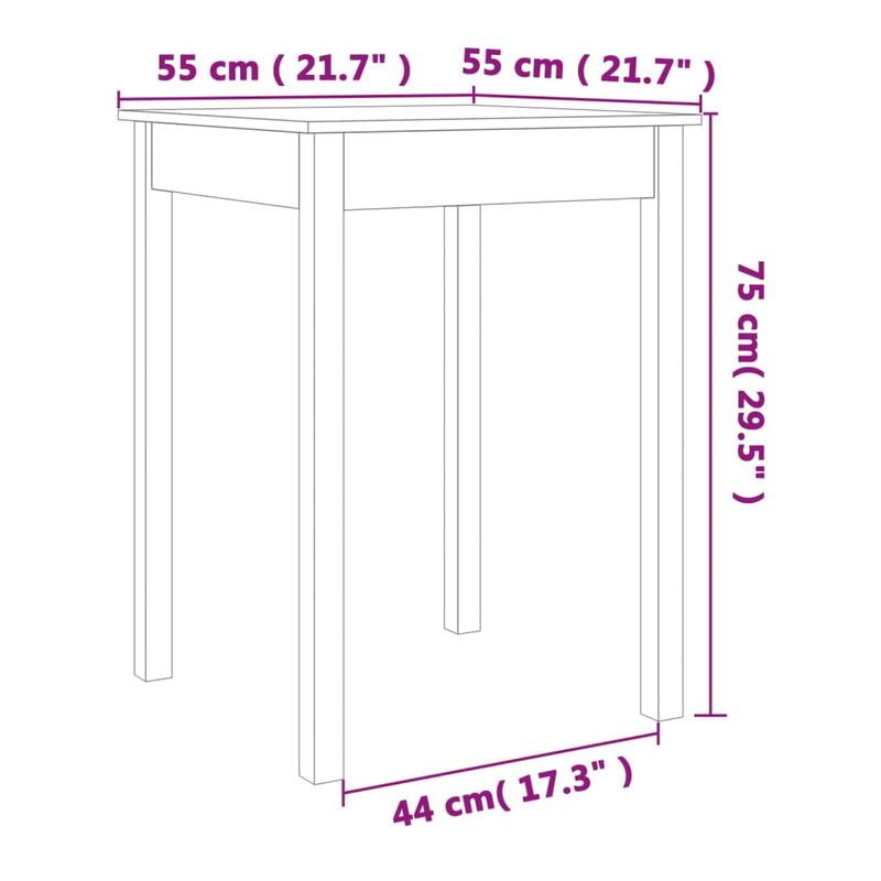 Casa si Gradina - Mobilier - Mese si birouri - Mese bucatarie si dining - Masa de sufragerie, maro ceruit, 55x55x75 cm, lemn masiv de pin - Infinity.ro