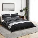 Casa si Gradina - Textile si covoare - Lenjerii de pat - Seturi de lenjerie - Set cu husa de pilota, negru și alb, 200x200 cm, bumbac, mărime 200x200 cm + 60x70 cm - Infinity.ro