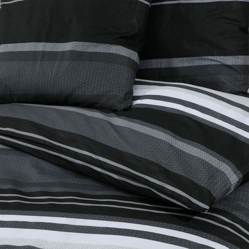 Casa si Gradina - Textile si covoare - Lenjerii de pat - Seturi de lenjerie - Set cu husa de pilota, negru și alb, 200x200 cm, bumbac, mărime 200x200 cm + 60x70 cm - Infinity.ro