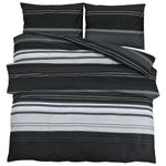 Casa si Gradina - Textile si covoare - Lenjerii de pat - Seturi de lenjerie - Set cu husa de pilota, negru si alb, 200x220 cm, bumbac - Infinity.ro