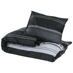 Casa si Gradina - Textile si covoare - Lenjerii de pat - Seturi de lenjerie - Set cu husa de pilota, negru si alb, 200x220 cm, bumbac - Infinity.ro