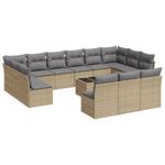 Casa si Gradina - Gradina si terasa - Mobilier exterior - Seturi mobila gradina - Set canapele de gradina, 14 piese, cu perne, bej, poliratan - Infinity.ro