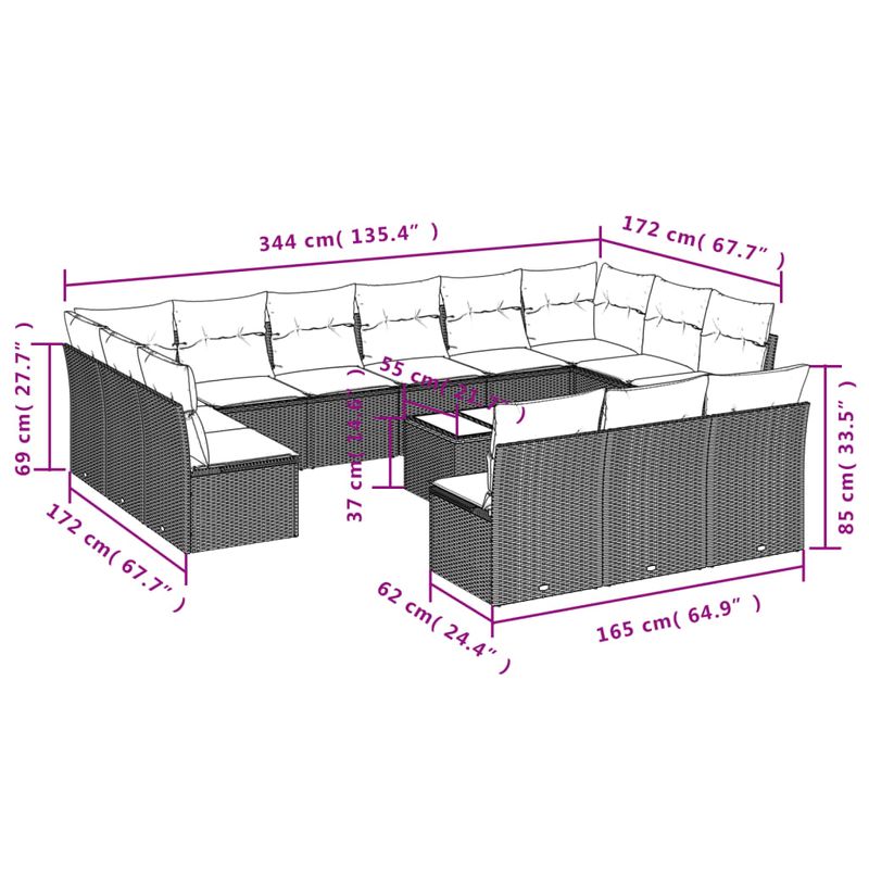 Casa si Gradina - Gradina si terasa - Mobilier exterior - Seturi mobila gradina - Set canapele de gradina, 14 piese, cu perne, bej, poliratan - Infinity.ro