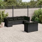 Casa si Gradina - Gradina si terasa - Mobilier exterior - Seturi mobila gradina - Set mobilier de gradina cu perne, 9 piese, negru, poliratan - Infinity.ro