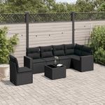 Casa si Gradina - Gradina si terasa - Mobilier exterior - Canapele si fotolii gradina - Set canapele de gradina cu perne, 7 piese, negru, poliratan - Infinity.ro