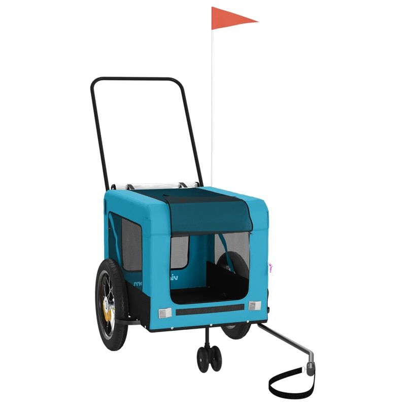 Petshop - Accesorii petshop - Culcusuri si custi - Genti si articole transport - Remorca bicicleta animale companie, albastru/negru, oxford/fier - Infinity.ro