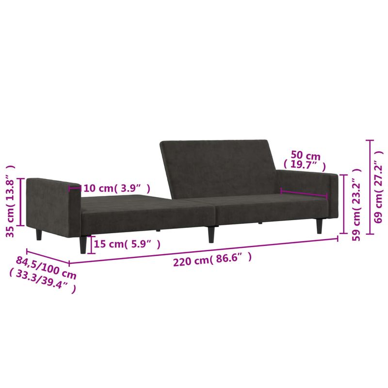 Casa si Gradina - Mobilier - Canapele si coltare - Canapele - Canapea extensibila cu 2 locuri, verde inchis, catifea - Infinity.ro