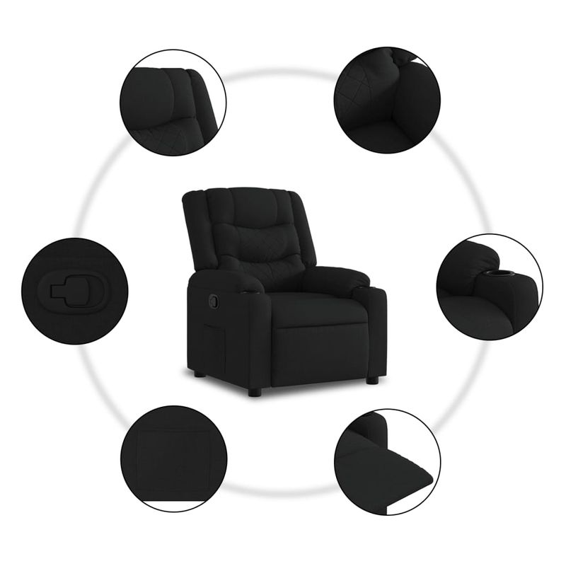 Casa si Gradina - Mobilier - Scaune si fotolii - Fotolii - Fotoliu rabatabil cu ridicare pe verticala, negru, textil - Infinity.ro