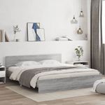 Casa si Gradina - Mobilier - Paturi si accesorii - Paturi - Cadru de pat cu tablie si LED, gri sonoma, 200x200 cm - Infinity.ro