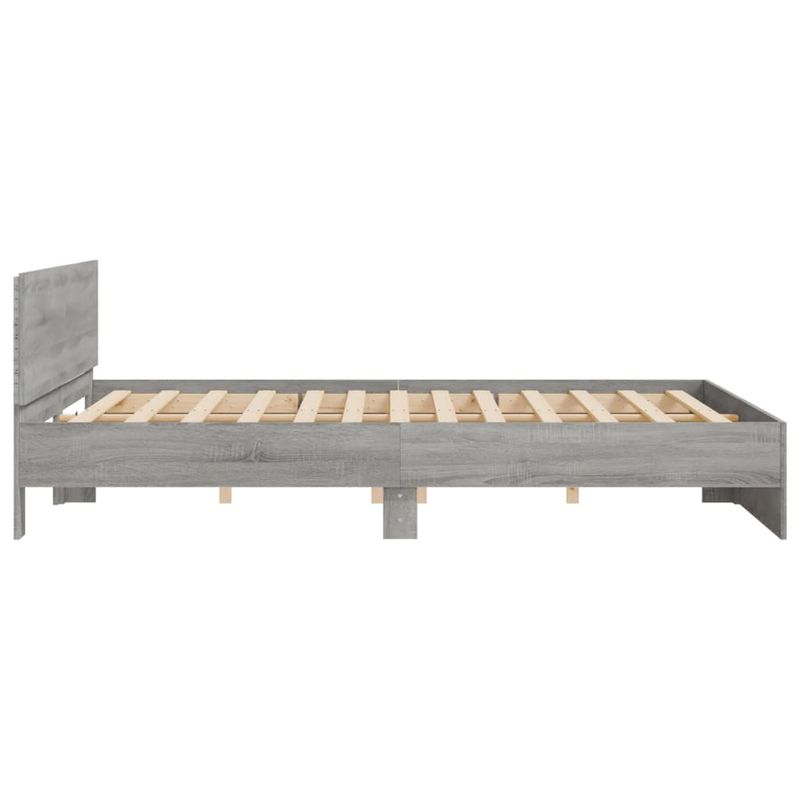 Casa si Gradina - Mobilier - Paturi si accesorii - Paturi - Cadru de pat cu tablie si LED, gri sonoma, 200x200 cm - Infinity.ro