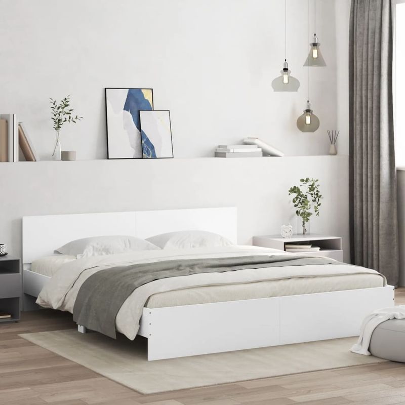 Casa si Gradina - Mobilier - Paturi si accesorii - Paturi - Cadru de pat cu tablie, alb, 180x200 cm - Infinity.ro