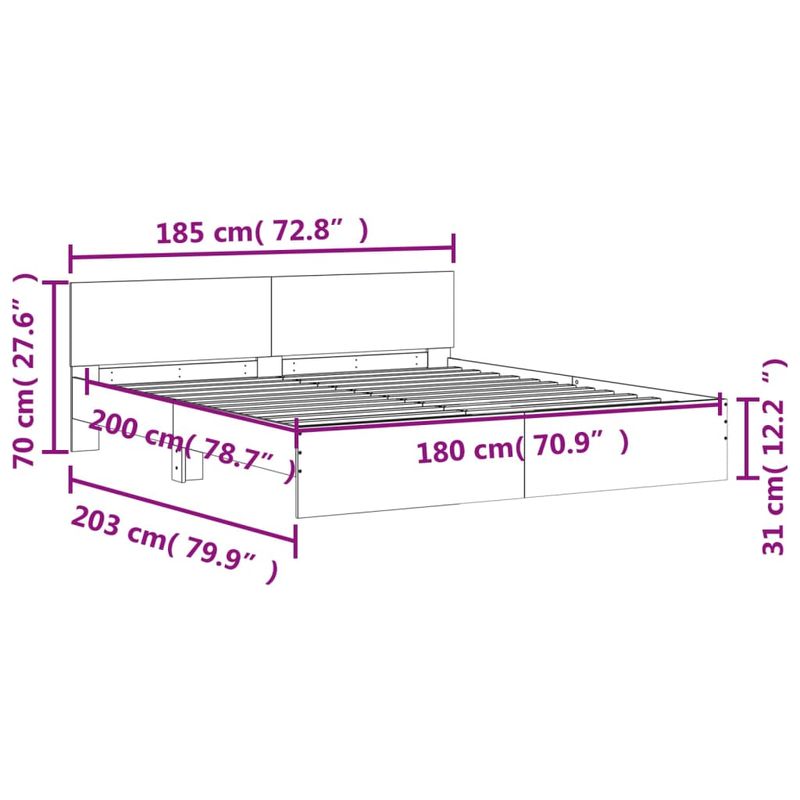 Casa si Gradina - Mobilier - Paturi si accesorii - Paturi - Cadru de pat cu tablie, alb, 180x200 cm - Infinity.ro