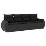 Casa si Gradina - Gradina si terasa - Mobilier exterior - Seturi mobila gradina - Set mobilier de gradina cu perne, 4 piese, negru, poliratan - Infinity.ro
