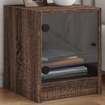 Casa si Gradina - Mobilier - Comode si corpuri - Noptiere - Noptiera cu usa din sticla, stejar maro, 35x37x42 cm - Infinity.ro