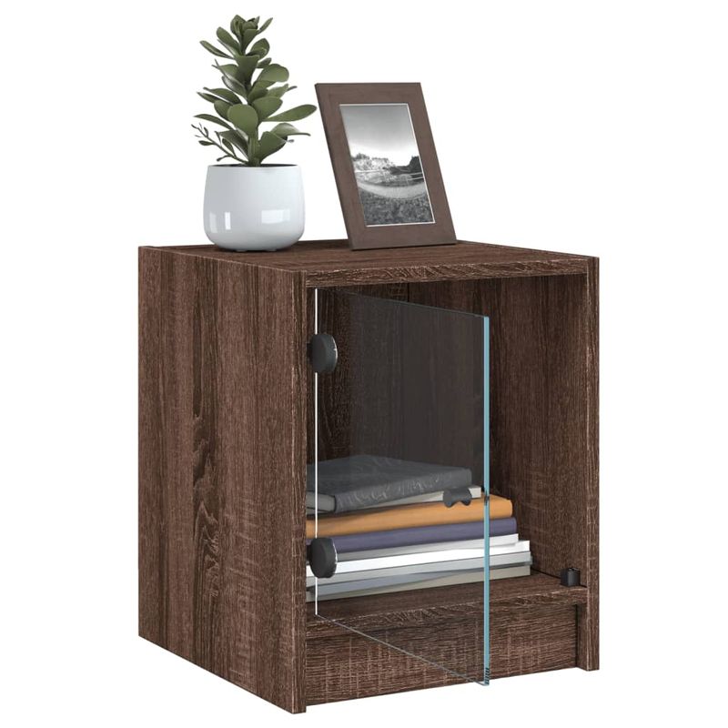 Casa si Gradina - Mobilier - Comode si corpuri - Noptiere - Noptiera cu usa din sticla, stejar maro, 35x37x42 cm - Infinity.ro