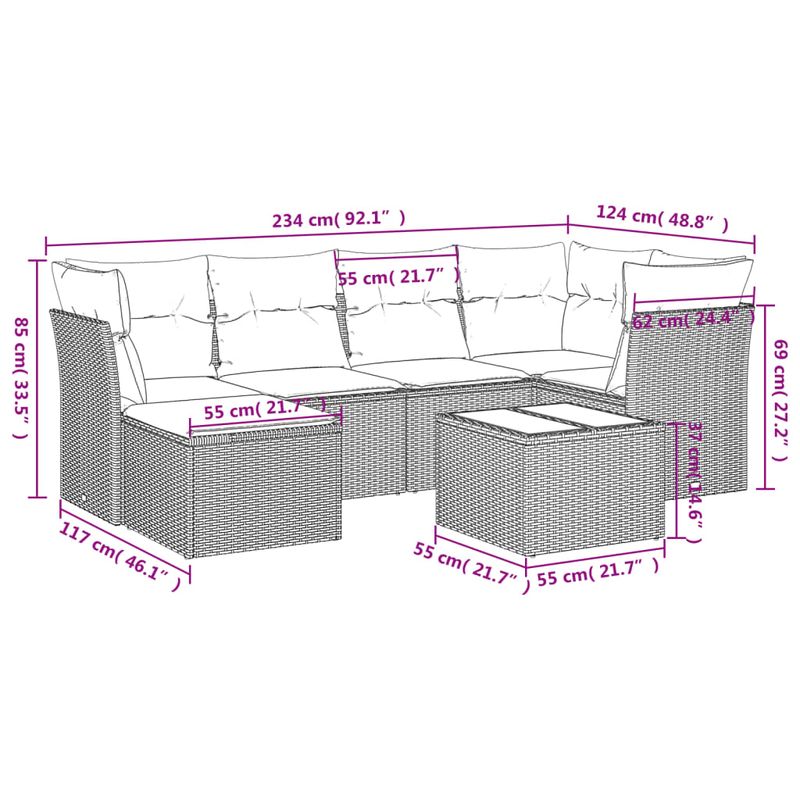 Casa si Gradina - Gradina si terasa - Mobilier exterior - Seturi mobila gradina - Set canapele de gradina, 7 piese, cu perne, bej, poliratan - Infinity.ro